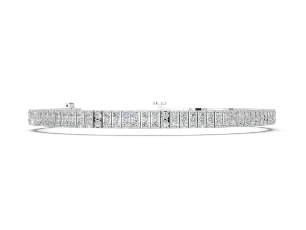 Three-Row Round Diamond Tennis Bracelet with Prong Setting White gold