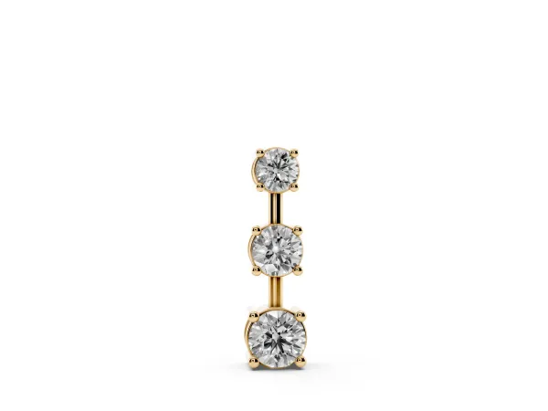 Round Diamond Triple Bar Pendant with Four-Prong Setting Yellow gold