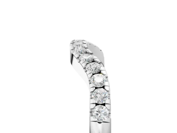 Round Diamond Curved Pavé Wedding Band with U-Prong Setting Platinum