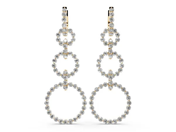 Round Diamond Multiway Open Circle Statement Earrings Yellow gold
