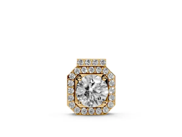 Round Halo Prong-Set Diamond Pendant Yellow gold