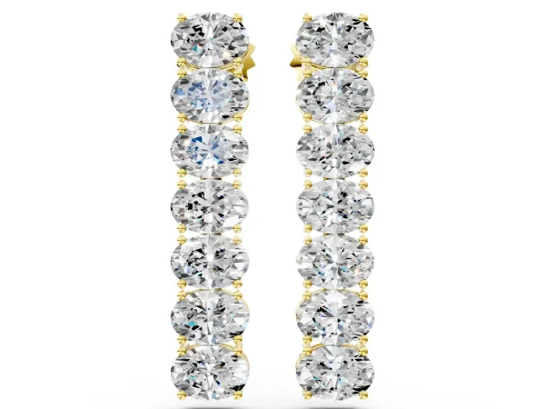 Oval Diamond Huggie Hoop Earrings Yellow gold
