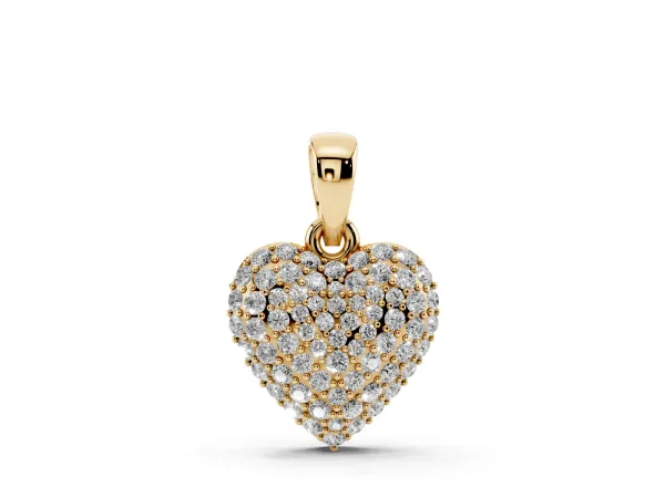 Heart Diamond Pendant with Pavé Setting Yellow gold