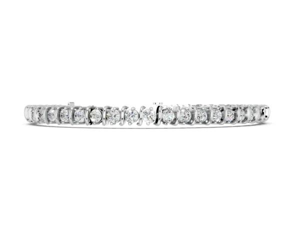 Round Diamond Spiral Tennis Bracelet with Prong Setting White gold