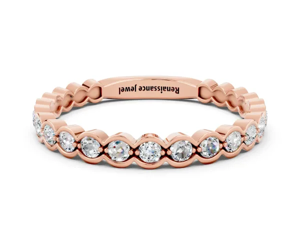 Round Moissanite Bezel Set Eternity Band Rose gold