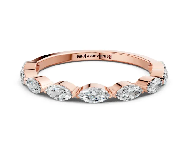 Marquise Diamond Eternity Band with Bezel Setting Rose gold