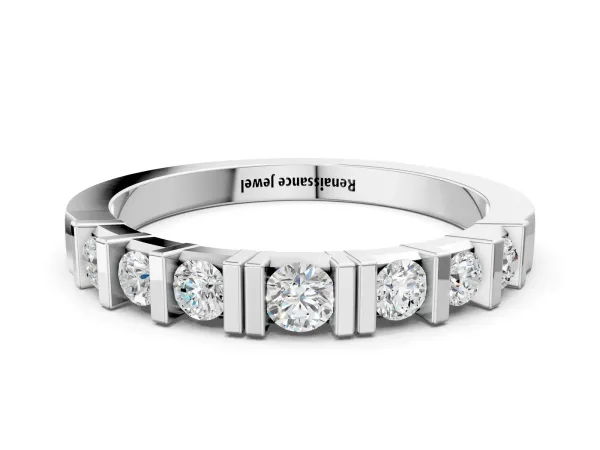 Round Channel Set Diamond Half Eternity Band White gold