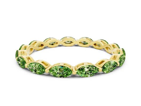 Marquise Peridot Eternity Band with U-Prong Setting Yellow gold