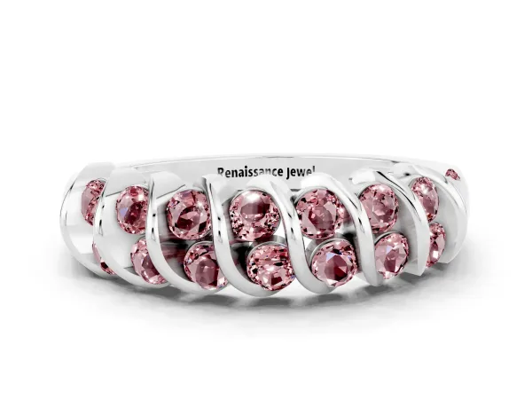 Channel Set Round Morganite Multi-Row Band Platinum