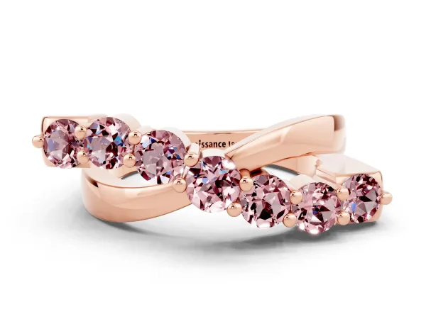 Round Morganite Prong-Set Crossover Band Rose gold