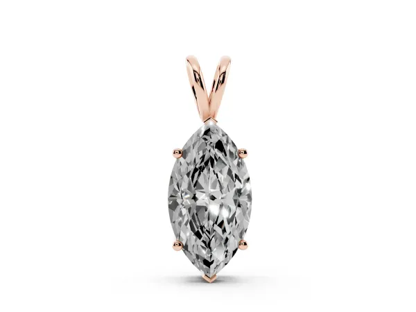 Marquise Diamond Solitaire Pendant with Prong Setting Rose gold