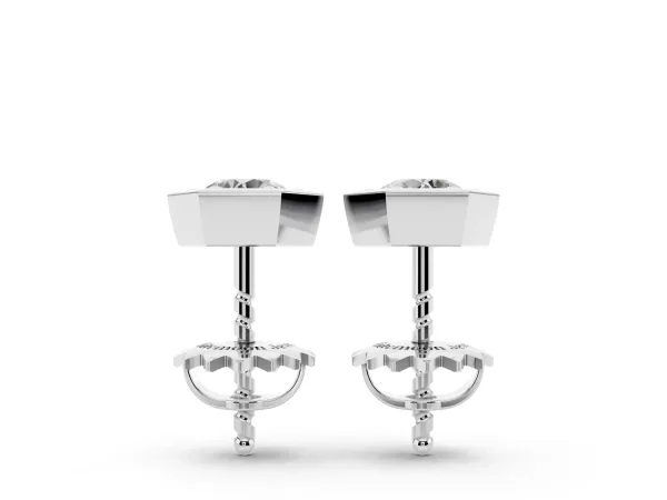 Round Diamond Bezel-Set Stud Earrings Platinum