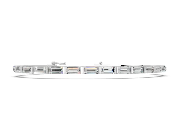 Baguette Cut Diamond Bar Set Tennis Bracelet White gold