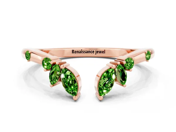 Open Marquise Cluster Peridot Band with Prong Setting Rose gold