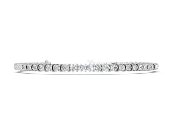 Round Diamond Tennis Bracelet with Channel Setting and Box Clasp White gold