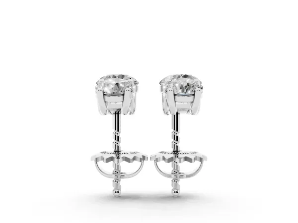Three-Stone Round Diamond Channel Band Prong-Set Earrings White gold
