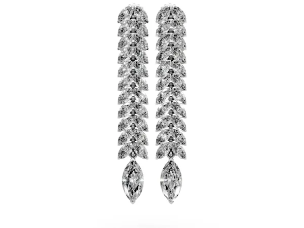 Marquise Diamond Double Row Dangle Earrings Platinum