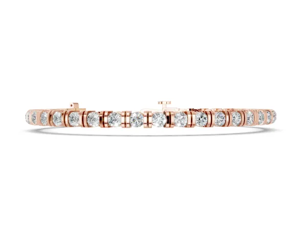 Round Brilliant Tennis Bracelet with Channel Set Stones and Box Clasp Rose gold
