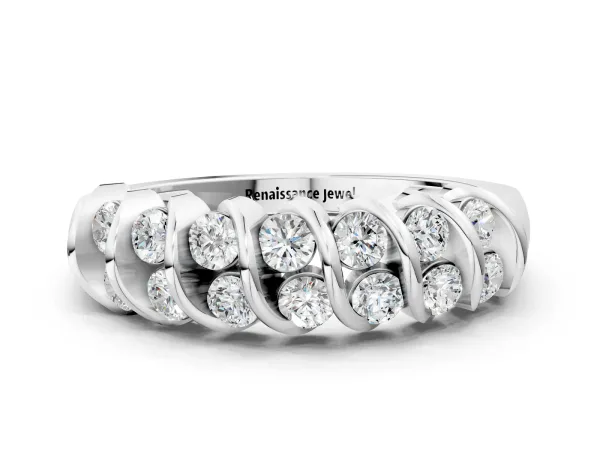 Channel Set Round Diamond Multi-Row Band Platinum