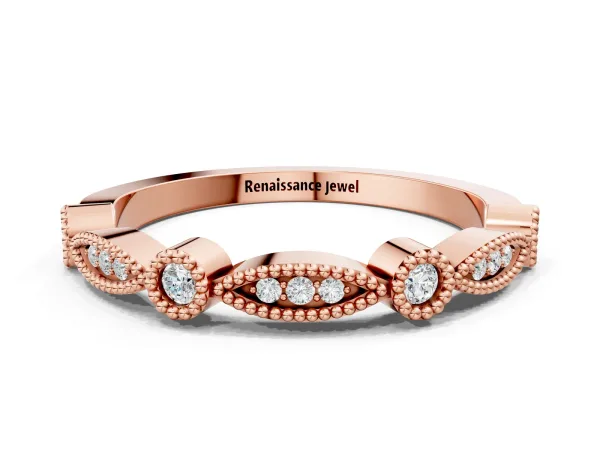 Milgrain Bezel and Marquise Diamond Band Rose gold