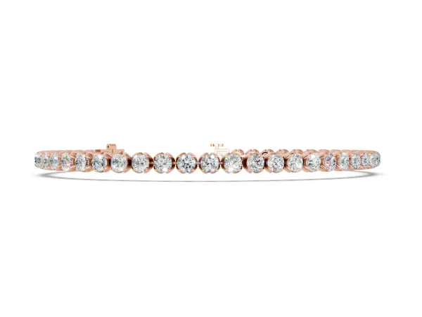 Round Cut Diamond Tennis Bracelet with Claw Prong Setting Rose gold