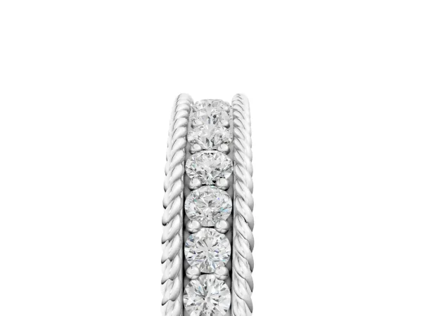 Channel Set Round Diamond Milgrain Edge Band Platinum