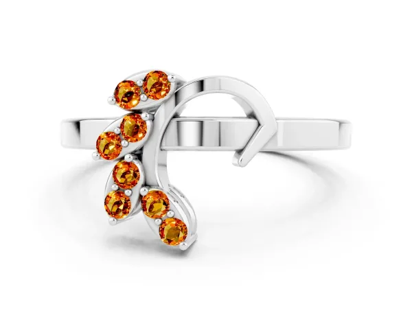 Marquise Citrine Cluster Bypass Ring with Prong Setting Platinum