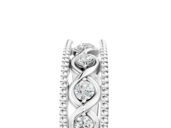 Round Diamond Twist Milgrain Band with Bezel Setting Platinum