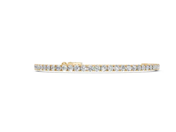 Round Cut Diamond Tennis Bracelet with Box Chain and Four-Prong Setting Yellow gold
