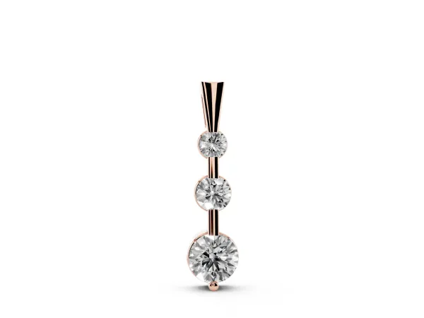 Three-Stone Round Diamond Prong-Set Pendant Rose gold
