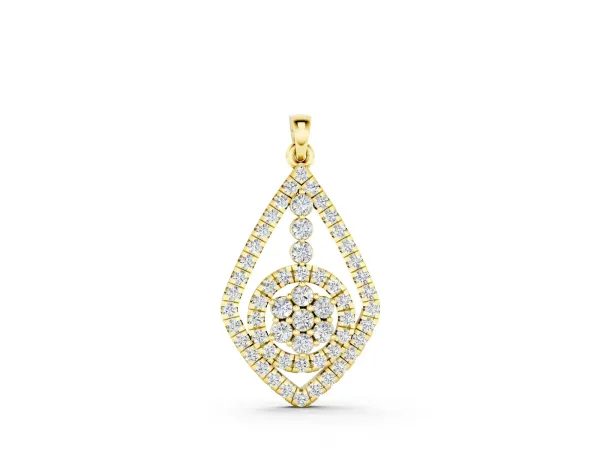 Diamond Halo Pendant with Pavé Setting Yellow gold