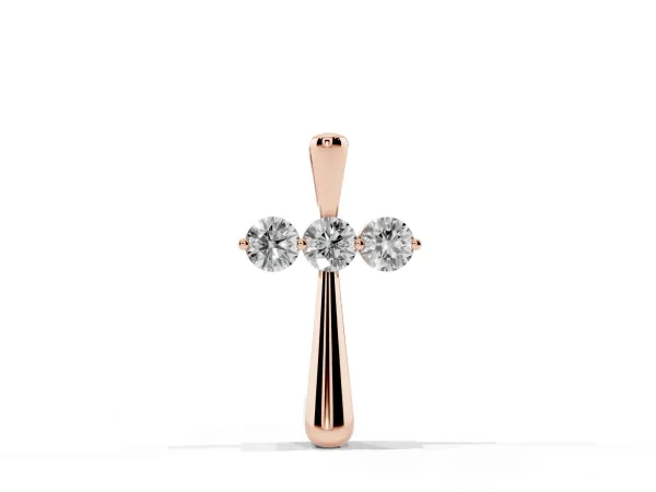 Round Brilliant Three-Stone Prong Set Pendant Rose gold