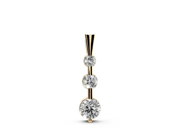 Three-Stone Round Diamond Prong-Set Pendant Yellow gold