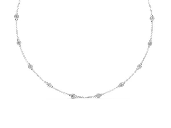Bezel-Set Round Diamond Station Necklace Silver
