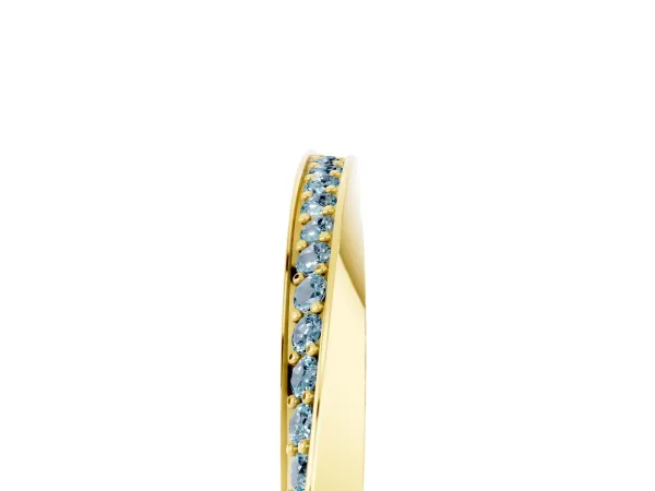Pavé Round Aquamarine Twist Band Yellow gold