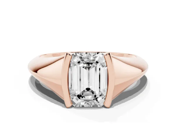 Emerald Cut Solitaire Tension Set Diamond Ring Rose gold