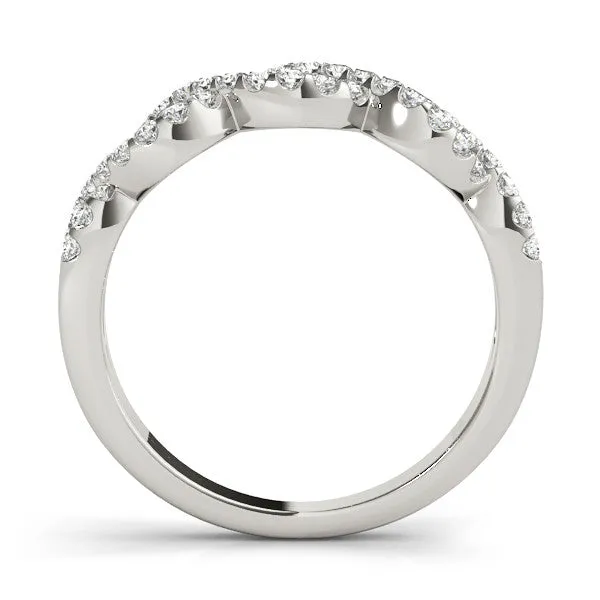Infinity Diamond Pavé Round Stone Twist Band with Prong Setting Platinum