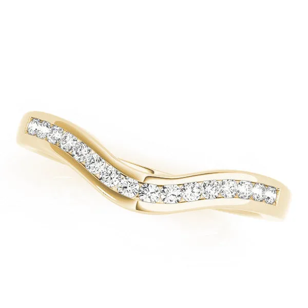 Pavé Round Diamond Curved Band with Channel Setting Yellow gold
