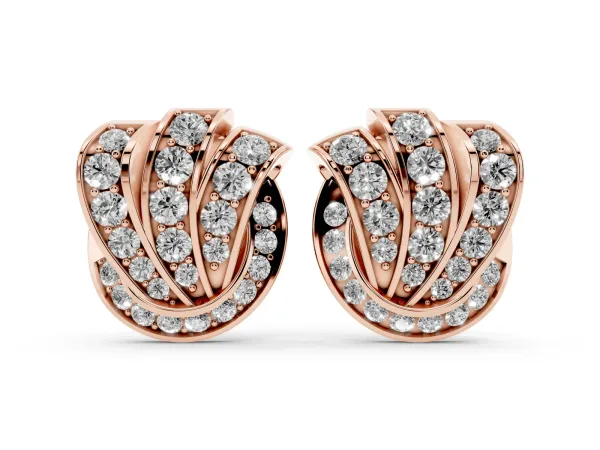 Round Diamond Pavé Knot Stud Earrings Rose gold