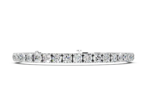 Round Cut Diamond Tennis Bracelet with Box Clasp and Four-Prong Setting White gold
