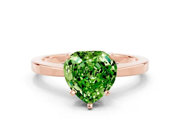 Heart Cut Peridot Solitaire Engagement Ring with Classic Band and Four-Prong Setting Rose gold