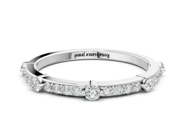Round Diamond Pavé Eternity Band with Prong Setting Platinum