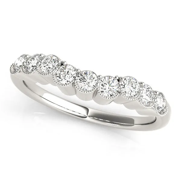 Bezel-Set Round Diamond Half Eternity Band Platinum