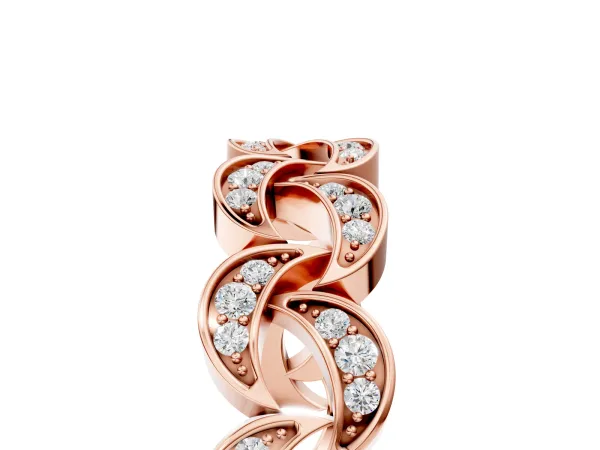 Pavé Round Diamond Interlocking Eternity Band with Bezel Prong Setting Rose gold