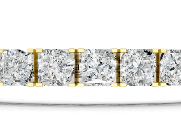 Princess Cut Diamond Tennis Bracelet with Channel Setting Yellow gold