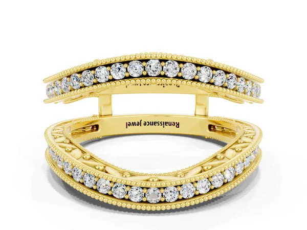 Round Moissanite Milgrain Eternity Band with Channel Setting Yellow gold