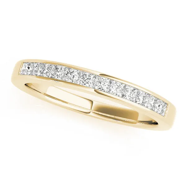 Princess Cut Channel Set Diamond Wedding Band Yellow gold