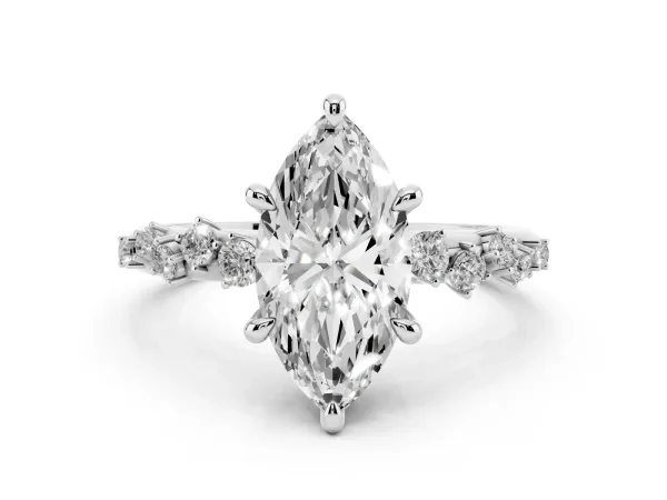 Marquise Cut Cut Diamond Vine Band with Four-Prong Setting Platinum