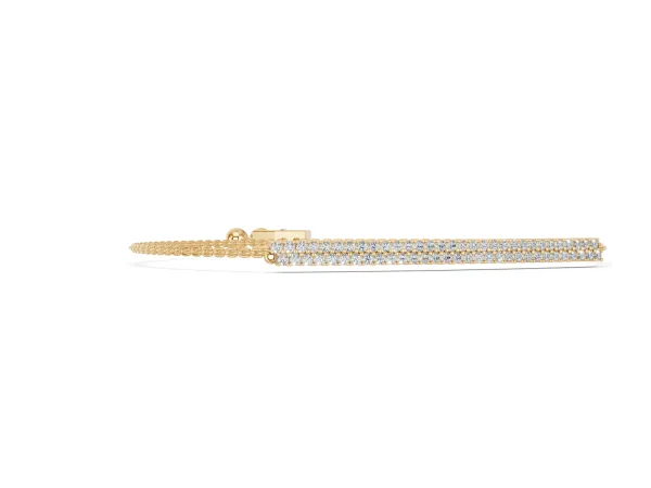 Pavé Round Diamond Box Chain Slider Bracelet Yellow gold
