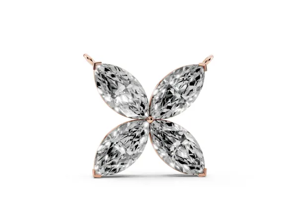 Four-Prong Marquise Diamond Flower Pendant Rose gold